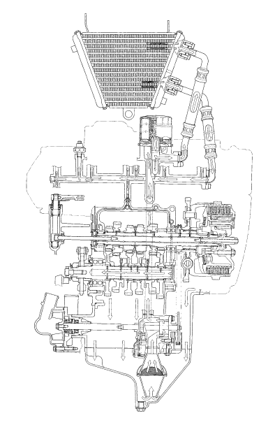 Suzuki GSX-R. Engine lubrication circuit diagram