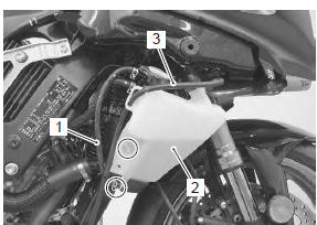 Suzuki GSX-R. Radiator reservoir tank removal and installation