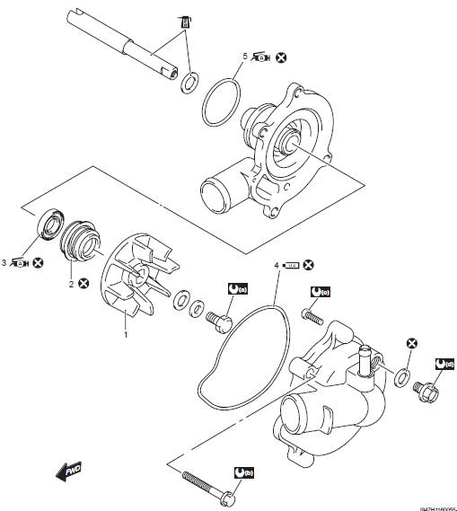 Suzuki GSX-R. Water pump components