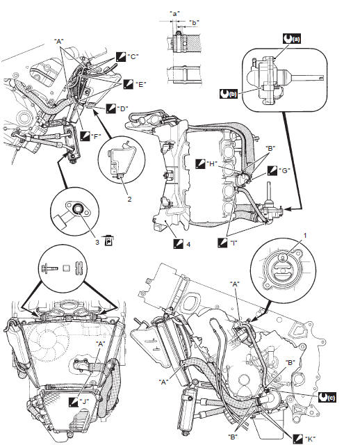 Suzuki GSX-R. Water hose routing diagram