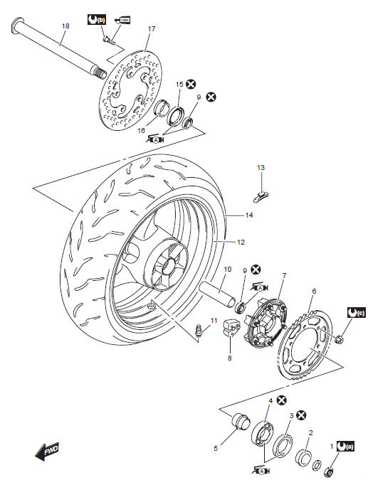 Suzuki GSX-R. Rear wheel components