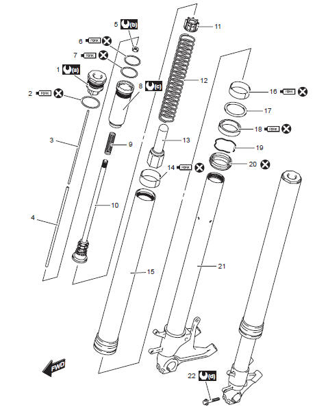 Suzuki GSX-R. Front fork components 