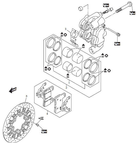 Suzuki GSX-R. Front brake components 