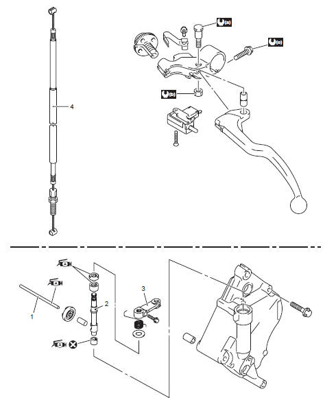 Suzuki GSX-R. Clutch control system components