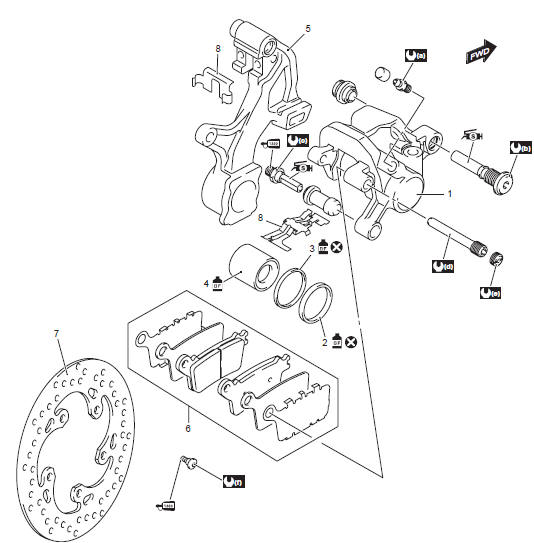 Suzuki GSX-R. Rear brake components