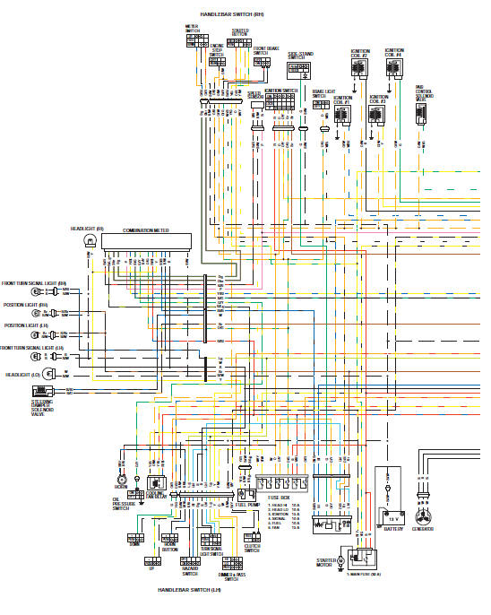 Suzuki GSX-R 1000 Service Manual: Wiring diagram - Schematic and routing  diagram - Wiring systems - Body and accessories  07 Gsxr 1000 Headlight Wiring Diagram    Suzuki GSX-R