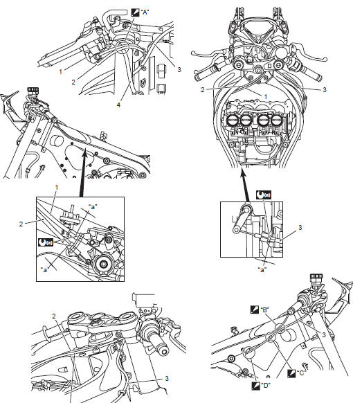 Suzuki GSX-R. Throttle cable routing diagram