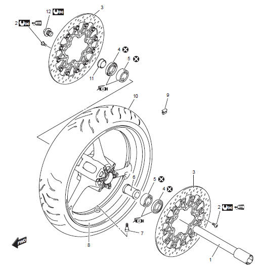 Suzuki GSX-R. Front wheel components