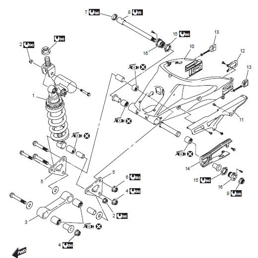 Suzuki GSX-R. Rear suspension components 
