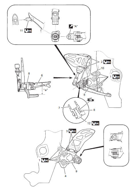 Suzuki GSX-R. Front footrest bracket construction