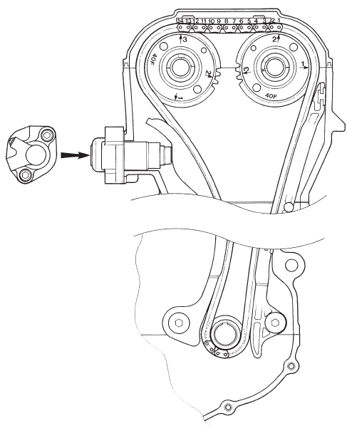 Suzuki GSX-R. Camshaft and sprocket assembly diagram 